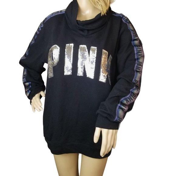 PINK Victoria's Secret Tops - PINK BLING rainbow hoodie long size medium